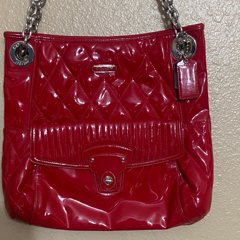 Coach Red Patent Leather Shoulder Bag